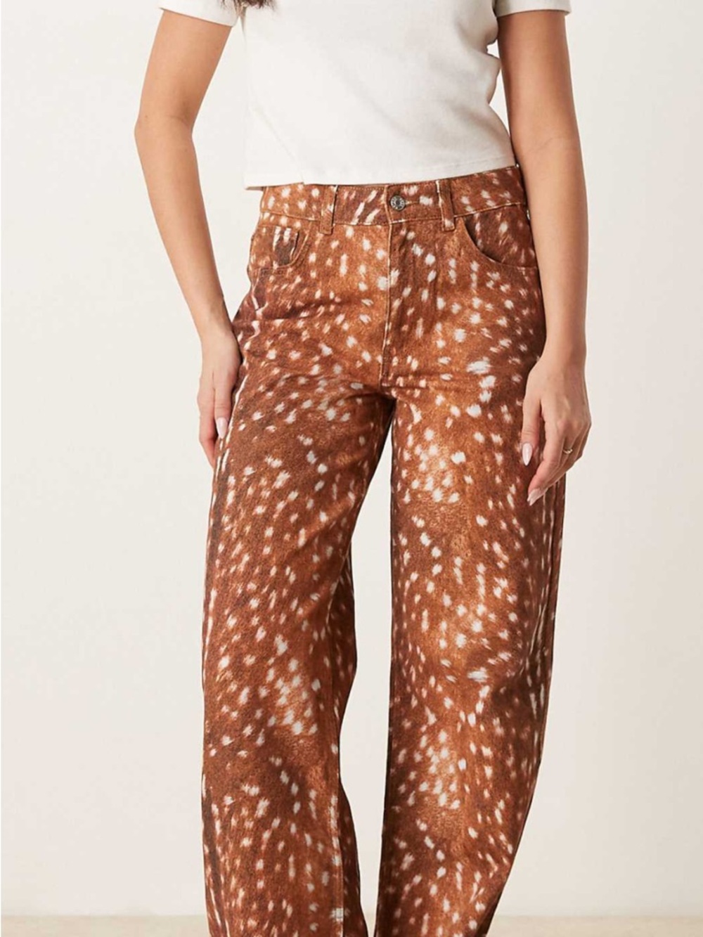 ASOS Brown Spotted Wide Leg Pants US 8